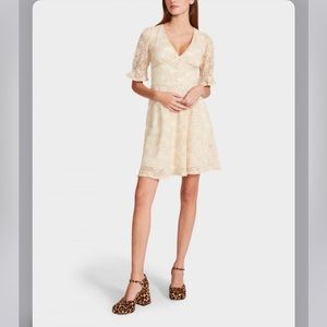 Betsy Johnson FLORAL BOUQUET MESH LACE DRESS IN ALABASTER size 0